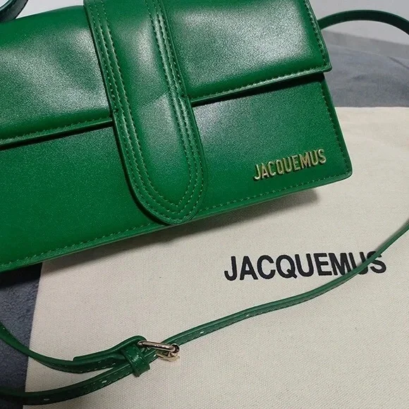 💕Jacquemus Green Leather Crossbody Bag with Gold Logo - Picture 4 of 6